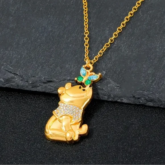 Gold Winnie the Pooh Pendant Necklace - Picture 2 of 7